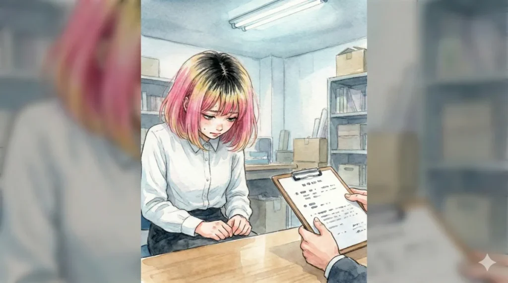 身だしなみの乱れや手入れ不足により面接で不安を感じている状況のイメージ